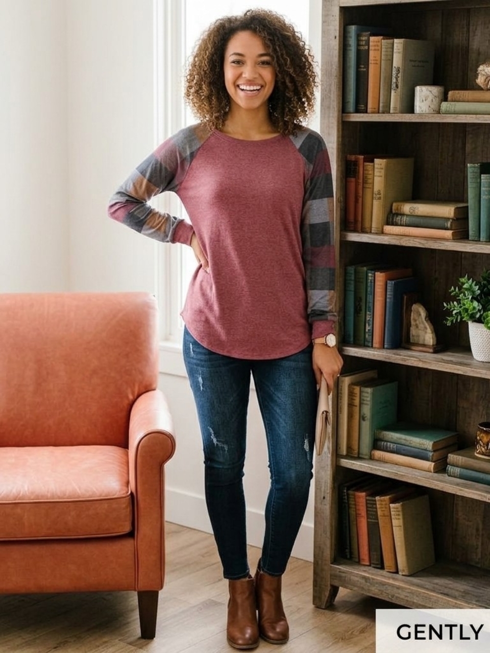 HALIFE Burgundy Patchwork Long Sleeve Top – Western Boho Raglan